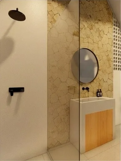 Natural-stone bathroom